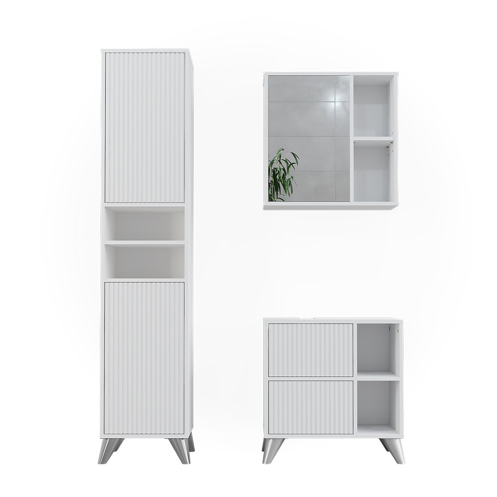 Vicco Zestaw mebli łazienkowych Leano, Biały, 3 części