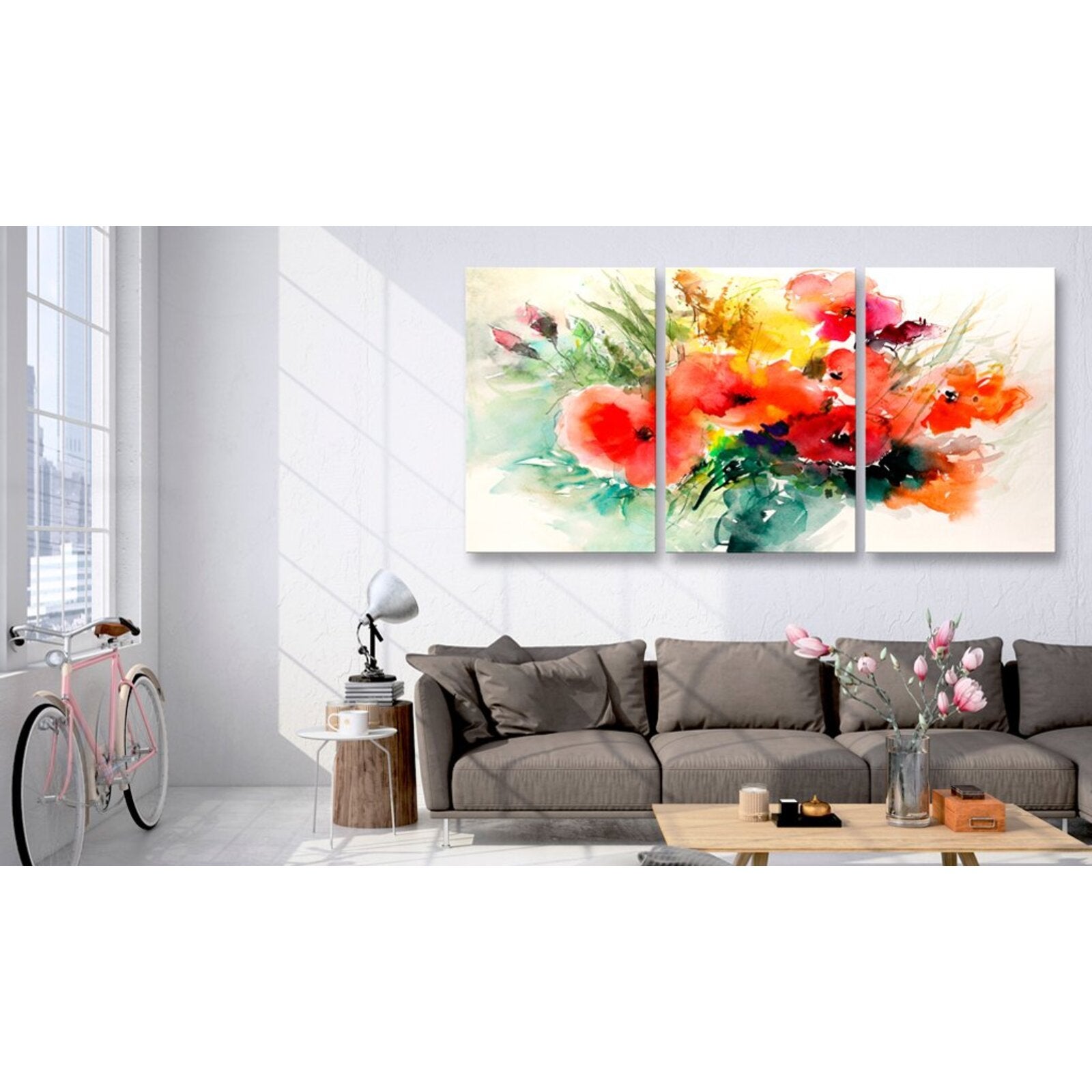 Tableau bouquet aquarelle - 60 x 30 cm - 2