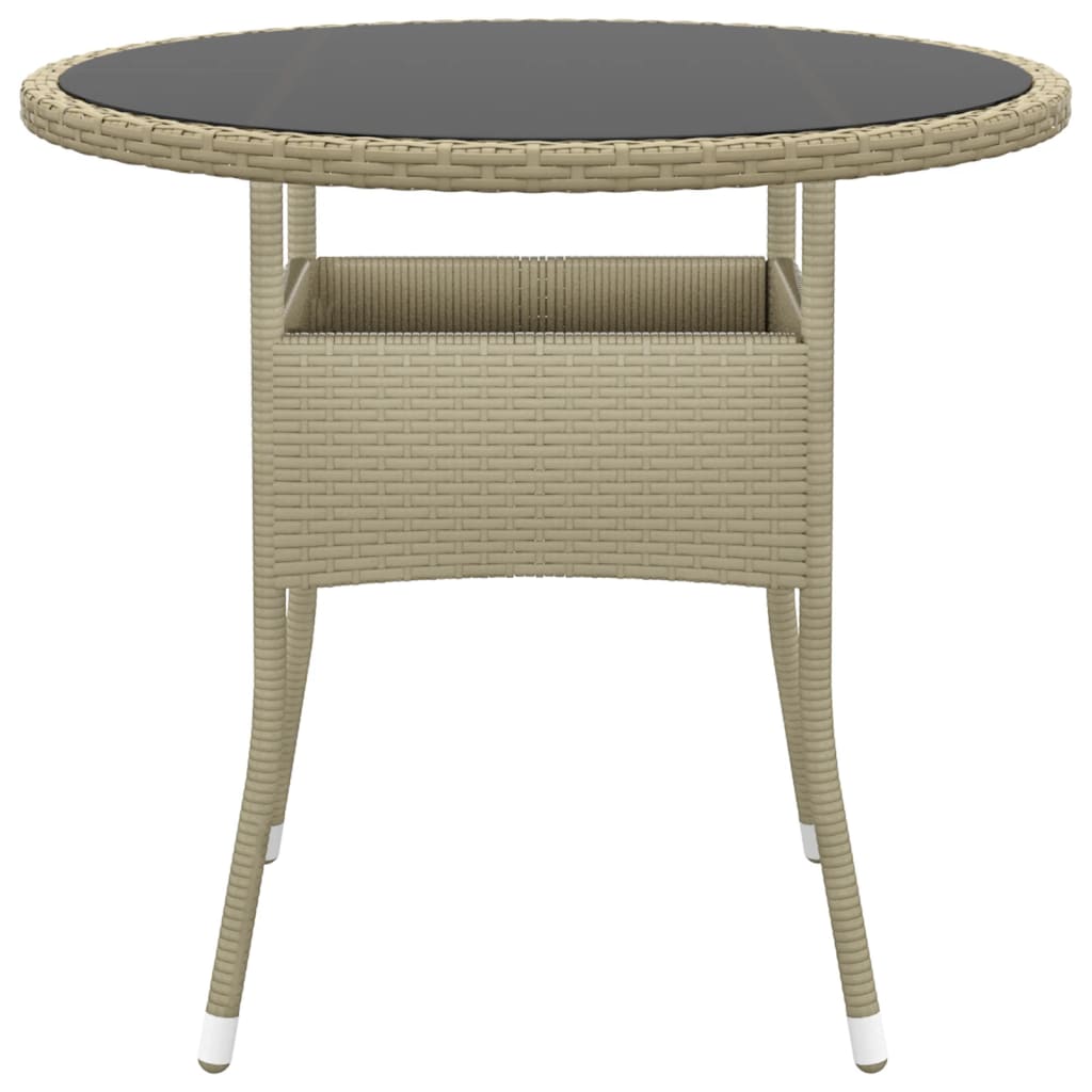 Maison Exclusive - Tavolo da Giardino Ø80x75cm Vetro Temperato e Polyrattan Beige - 2