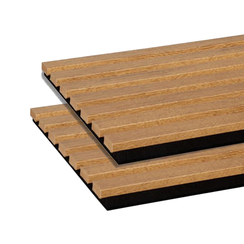 Lot de 2 Panneaux tasseaux bois MDF acoustique décor chêne bronze sur feutrine noire 2600x300x17mm PEFC 70% - 2
