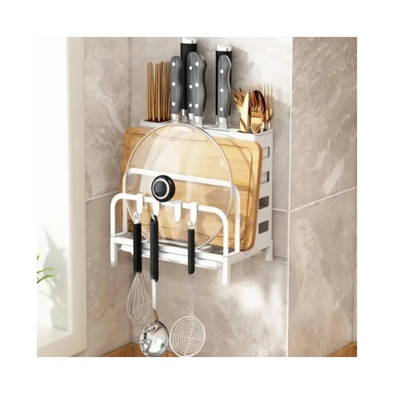 Stojak kuchenny, stojak na noże bez wiercenia, stojak na pałeczki, deska do krojenia, stojak na sztućce, 25,5x14x24 cm