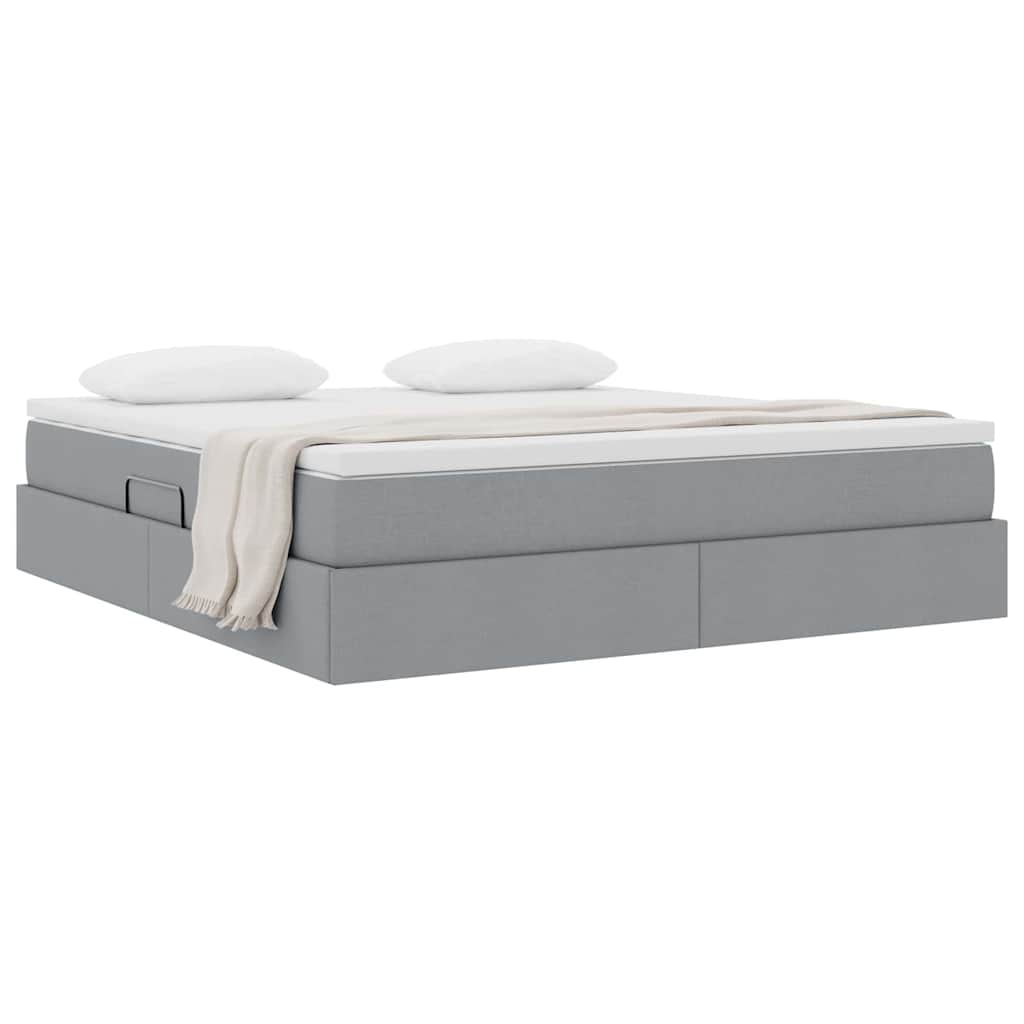 Lit avec rangement et matelas, en polyester gris clair, pour la chambre, 180 × 200 cm - 3