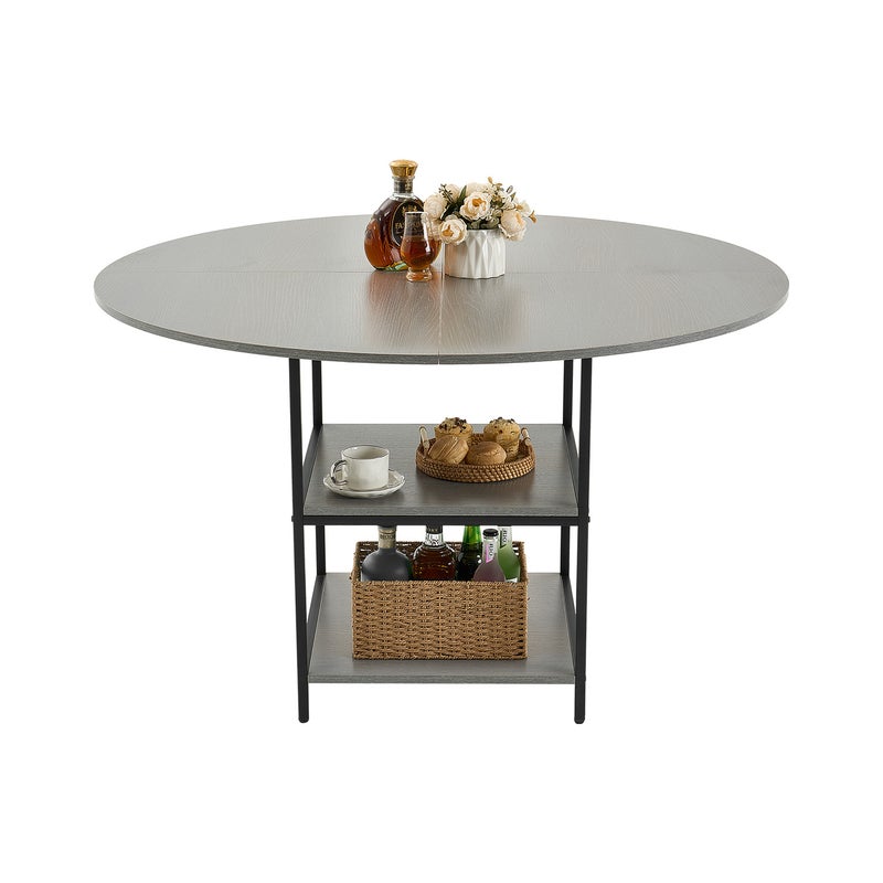 Okrągły Stół Jadalny Stół Kuchenny Drewniany (Tylko Stół) Stół Jadalny 120 cm Szary VEVOR