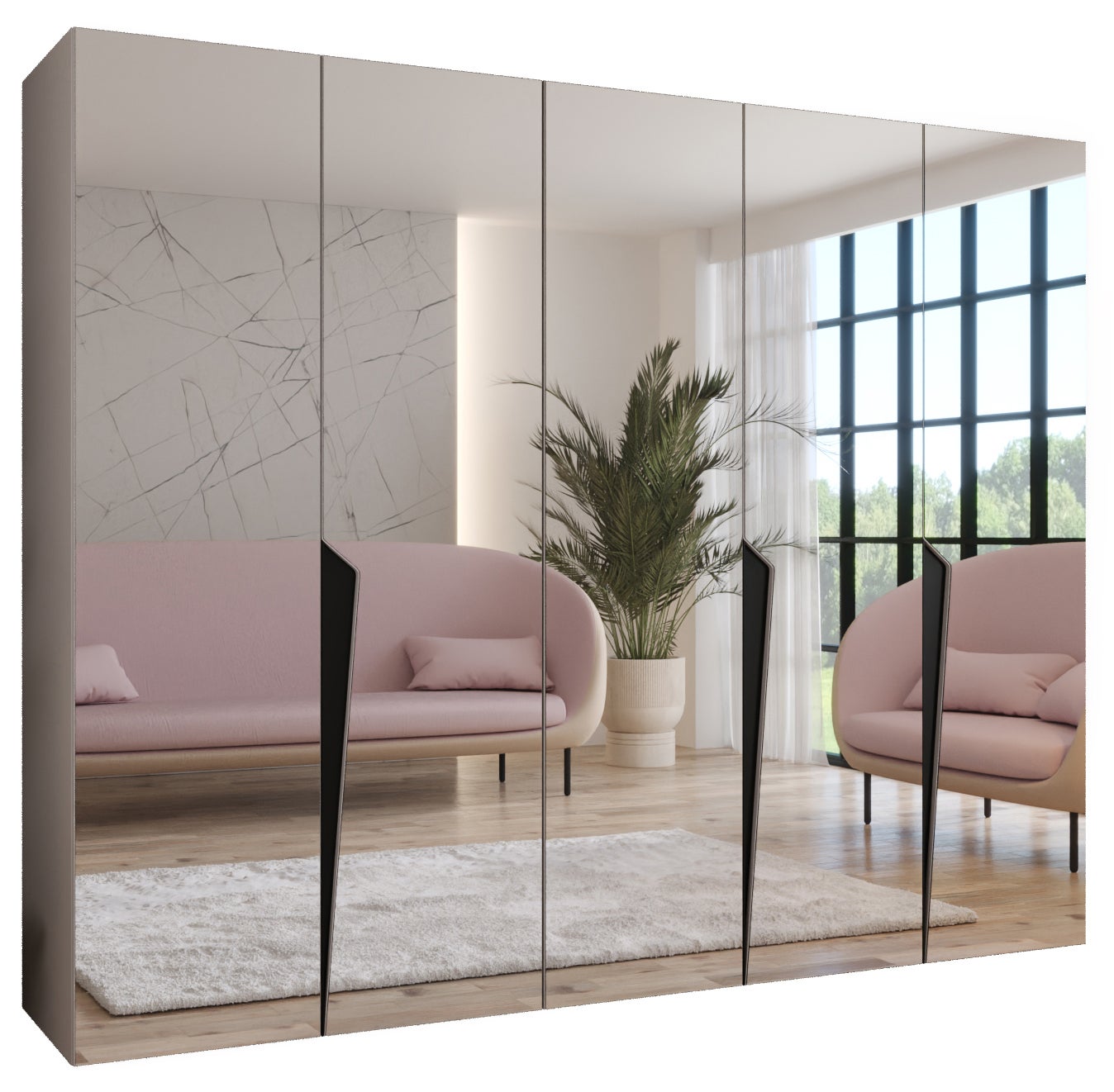 Szafa uchylna otwierana Piano 3 250 x 52 x 202 cm kaszmir + u. Czarny Abiks Meble