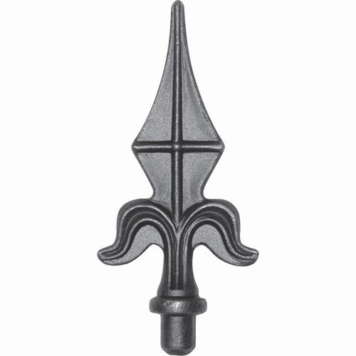 Pointe de lance - H130mm L57mm Ø12mm - Avec tige pour mânchonner dans un tube creux - Fer forgé - À souder