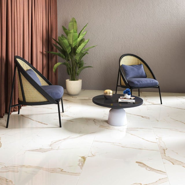 Carrelage sol/mur effet marbre blanc CALACATTA DOLCE Full lappato int l.120 x L.60 cm CERALUX