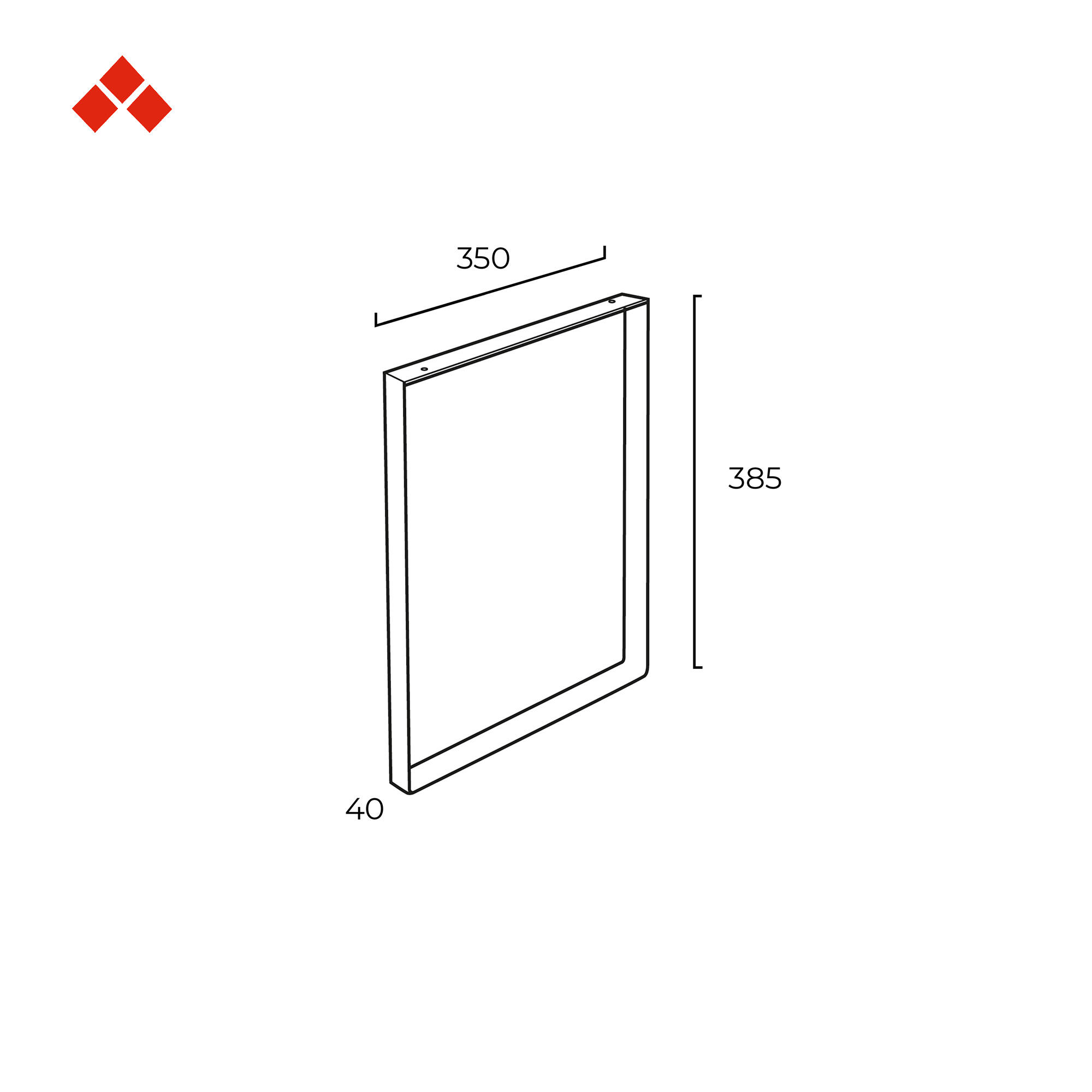 Pied meuble rectangle fixe acier mat noir, 40 cm - 3