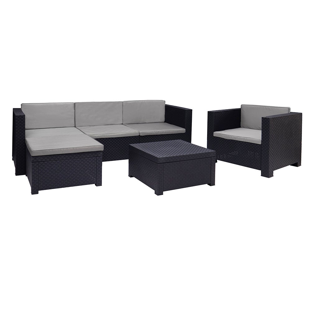 Salon bas de jardin en Plastique Gris 5 personnes - 9