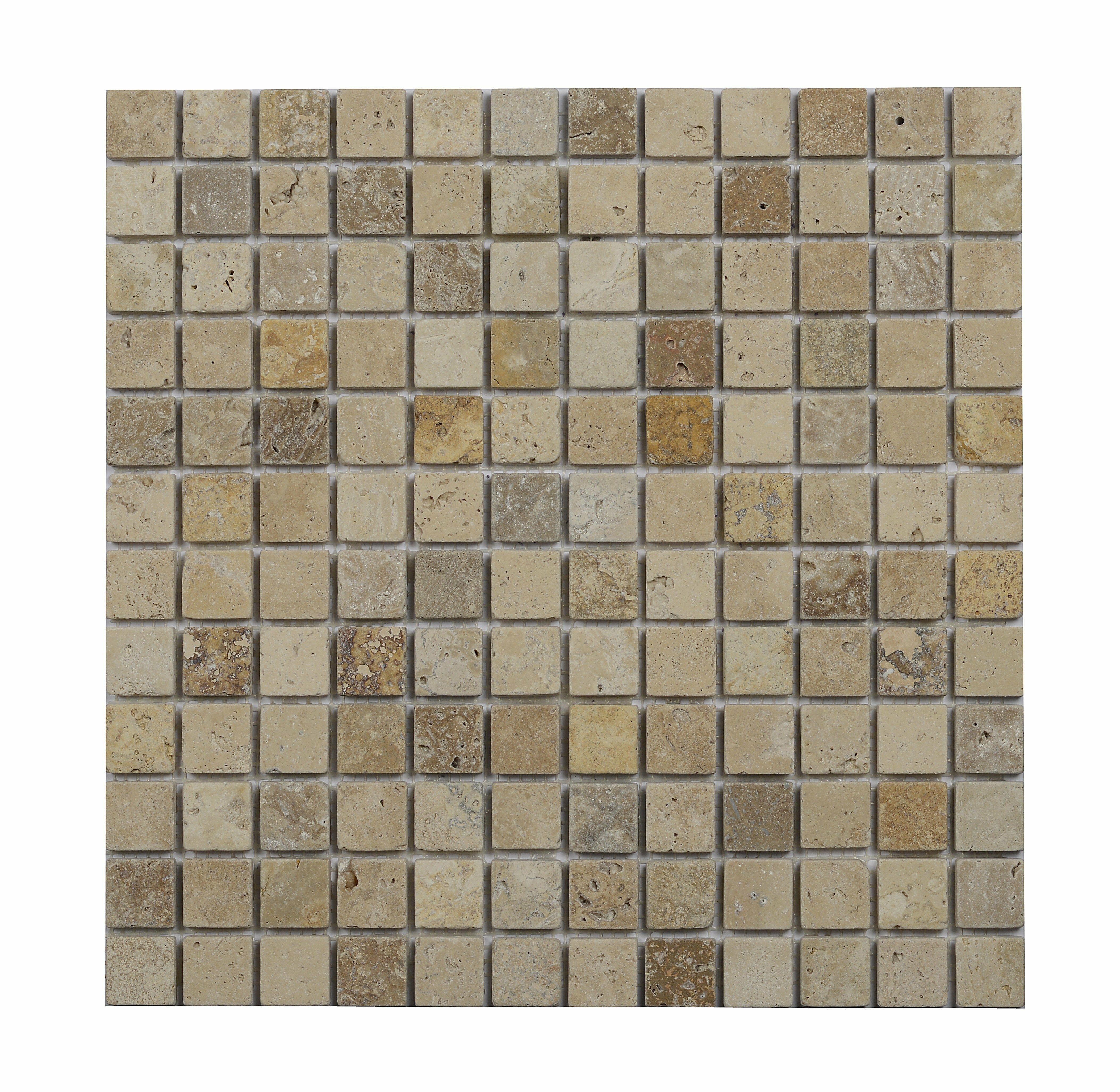 Mosaïque Travertin Premier choix - 3 Couleurs - Vieilli - 2,3x2,3x1cm - 2