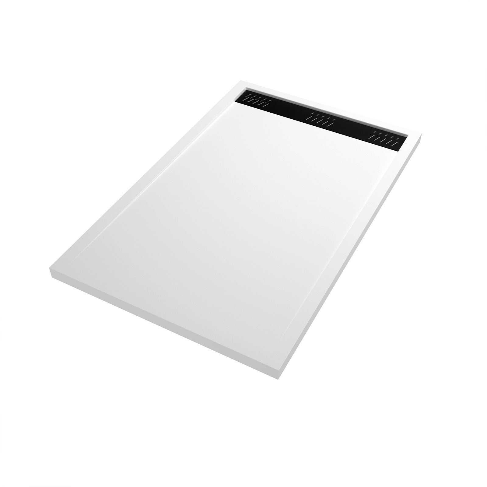 Receveur en acrylique Blanc 90x140x5 cm + Grilles Linéaires Chrome et Noire - WHITENESS II - 3