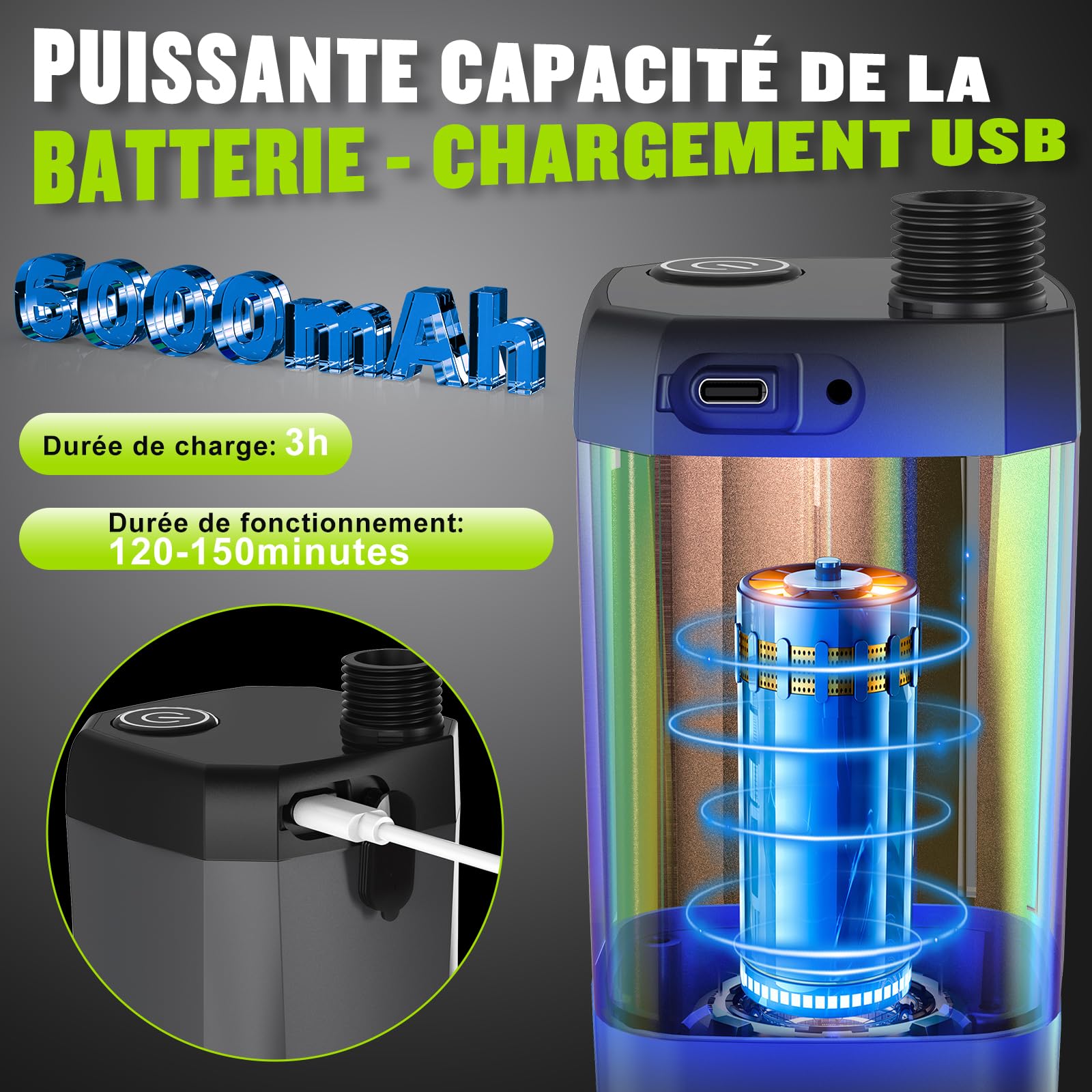 Kit de douche de camping portable, rechargeable et étanche, adapté à une utilisation en extérieur, au camping et à la randonnée. - 2