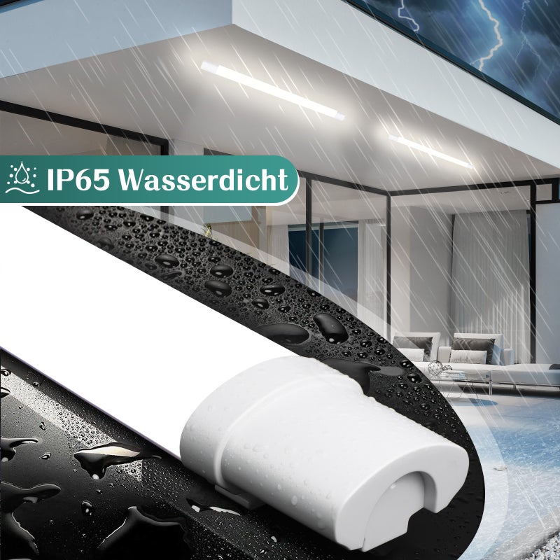 ZMH Lampa sufitowa LED 90 cm - 24 W IP65 wodoodporna 5000 K do biura, kuchni, garażu, salonu