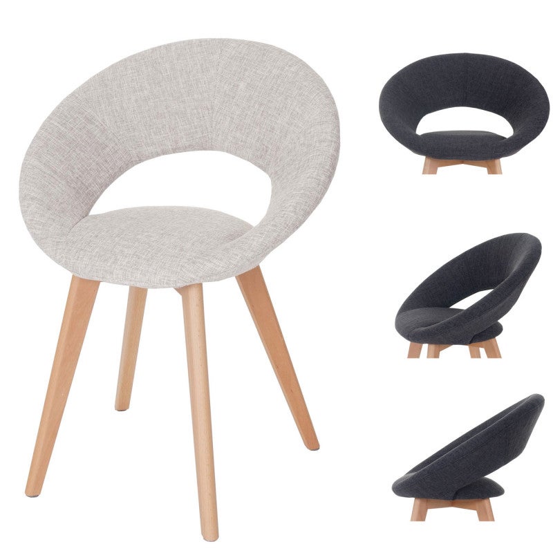 Krzesło do jadalni Palermo III, krzesło kuchenne, retro 50s design ~ tekstylny, kremowy/szary