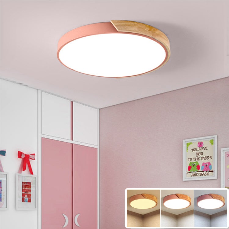Lampa sufitowa LED 30CM, Metalowa lampa sufitowa, Nowoczesna lampa sufitowa 24W, Różowe światła dekoracyjne, 3 temperatury barwowe (3000K~6000K)