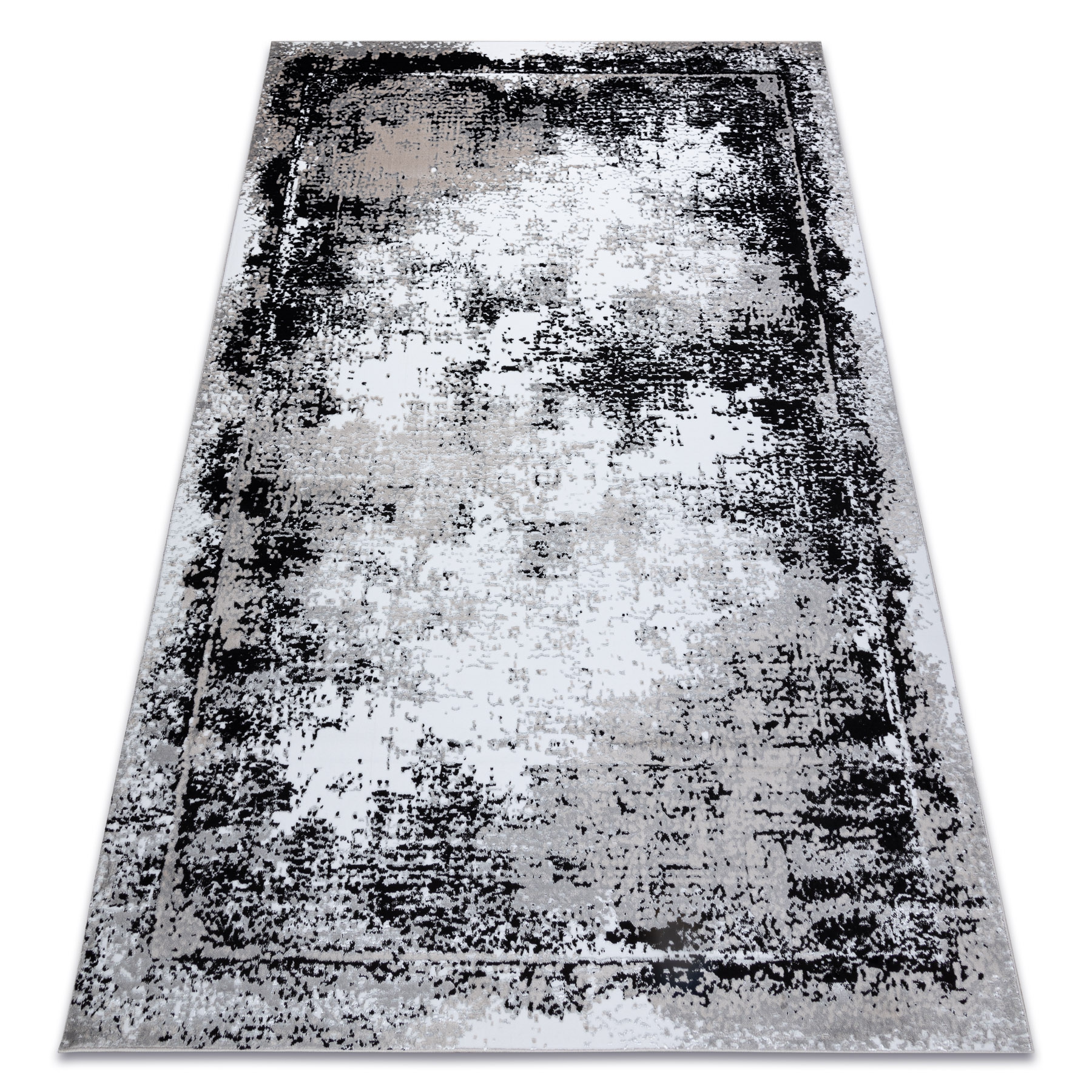 Dywan GLOSS nowoczesny 8493 78 przecierany, vintage, stylowy, ramka szary / czarny 80x150 cm