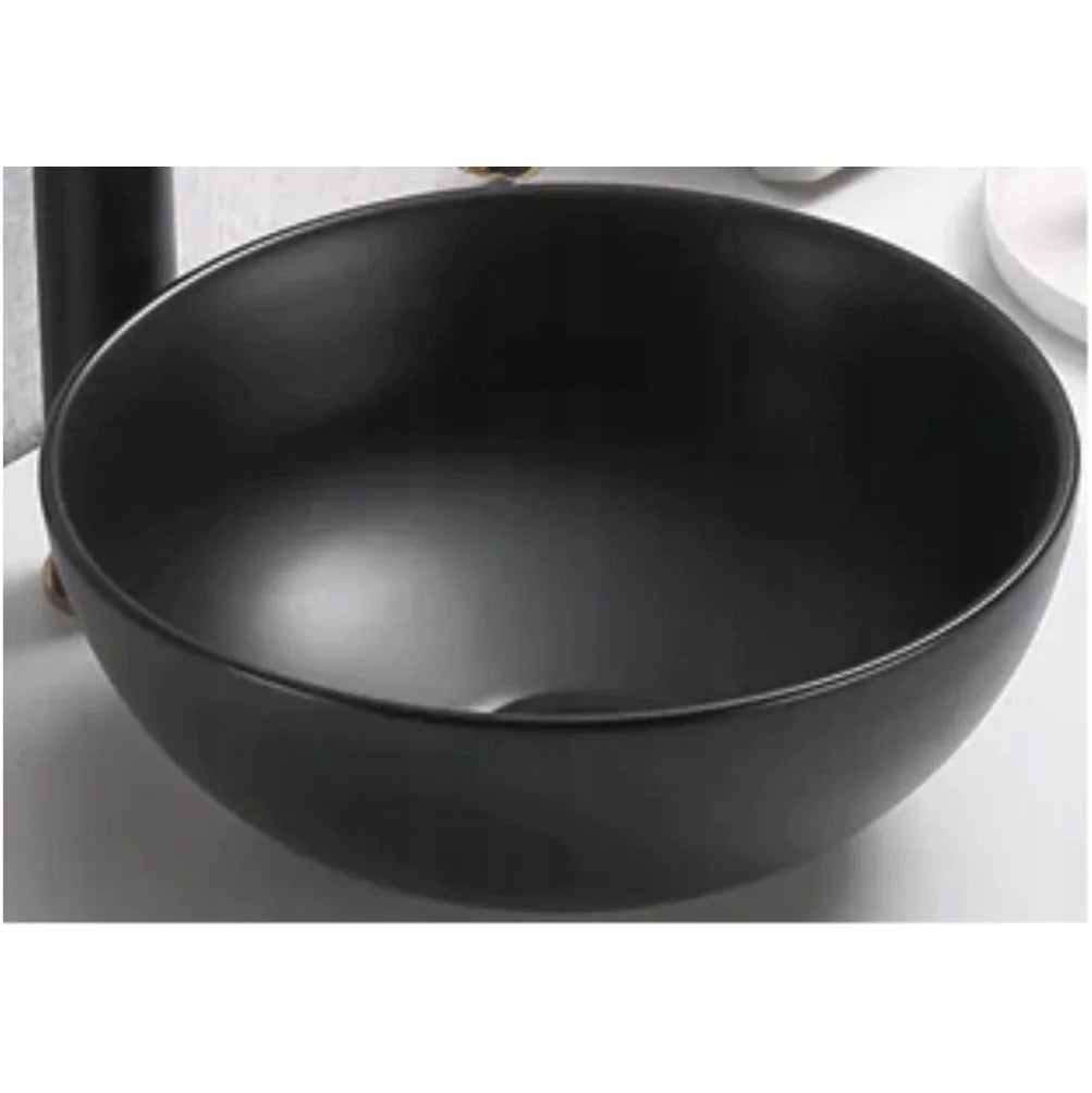 Umywalka nablatowa DOMI 32 cm czarna matowa ceramika okrągła - 2