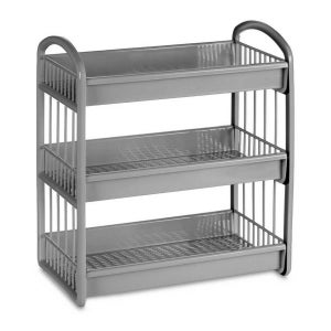 Étagère De Rangement Coulissante à 2 Niveaux En Métal Rectangulaire Pour Cuisine Salle De Bain, Noir - Maison
