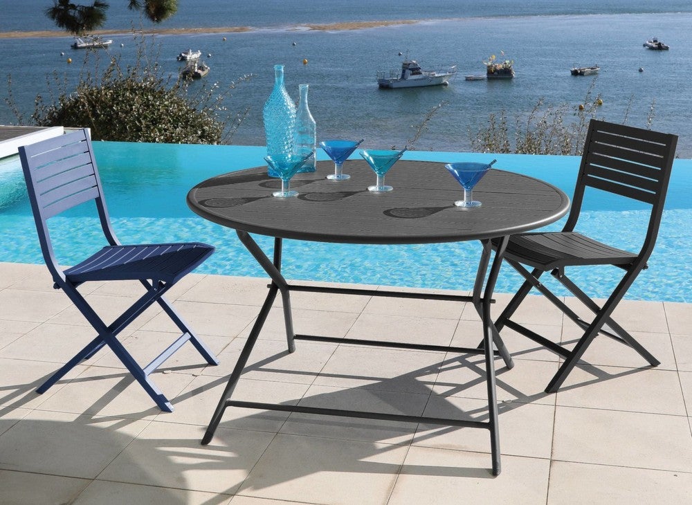 Table basse de jardin rond en Aluminium Jaune 4 places - 3