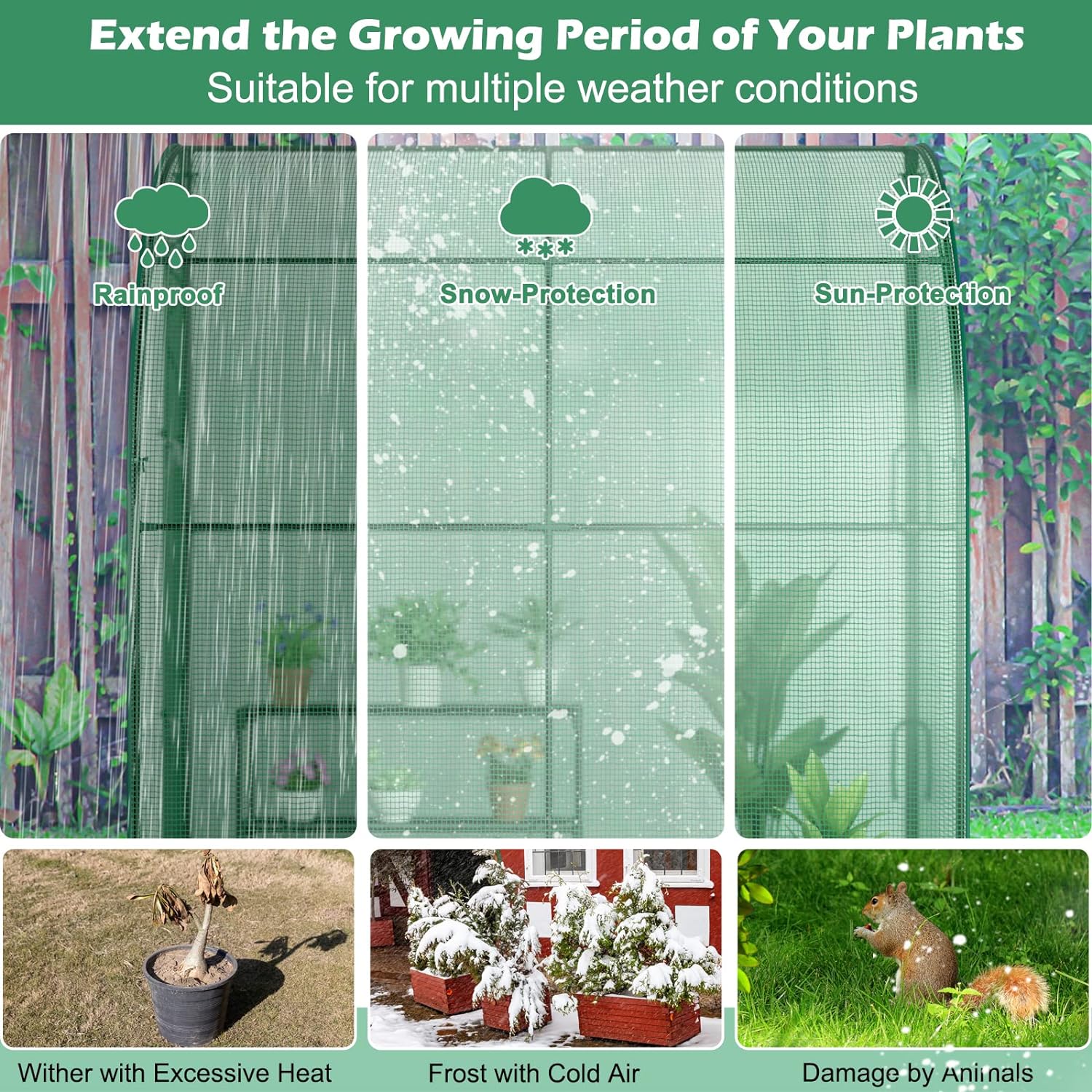 Serre de Jardin Métal 200x100x215 cm, Étagère à 3 Niveaux, Serre Inclinée Accessible en PE, Abri de Jardin Extérieur avec Portes, Gris - 5