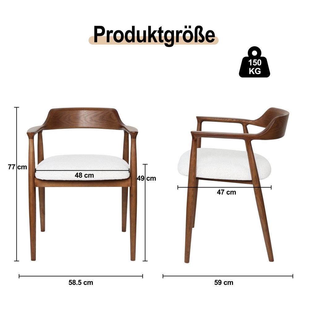 Chaise en bois Eden Walnut/Blanc avec assise rembourrée, design moderne Kennedy, confort durable et élégant - 4