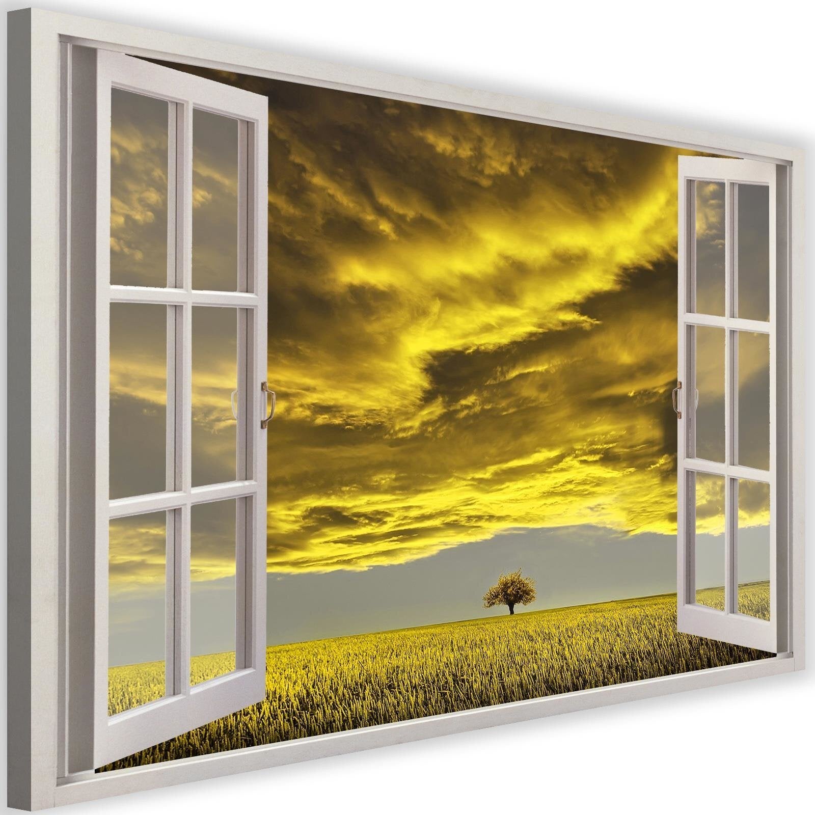 Tableau fenêtre, nuages et arbre 90 x 60 cm Leroy Merlin — free download