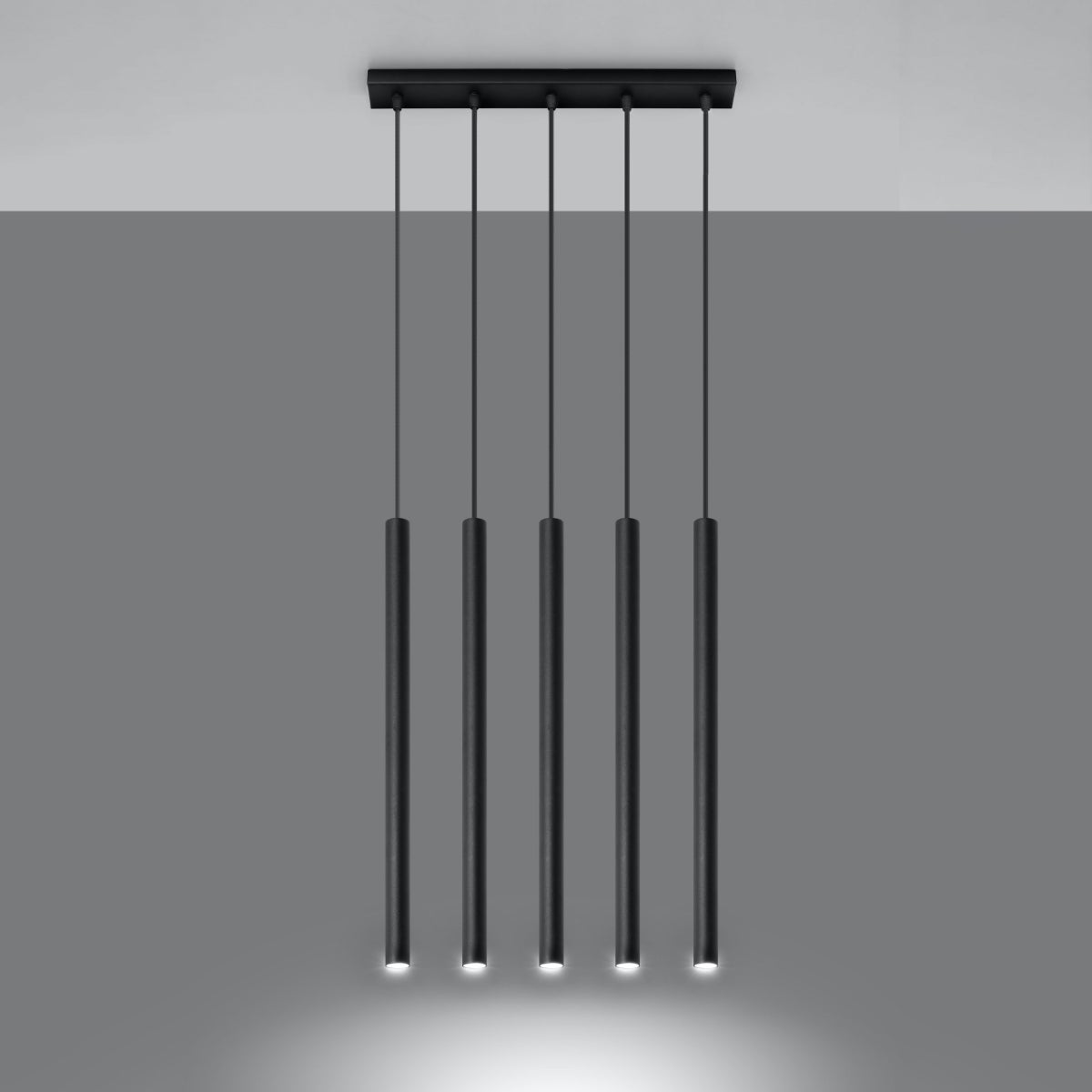Lampa wisząca BRILL 5 czarna LED 3000K - 45x5x90cm Sollux