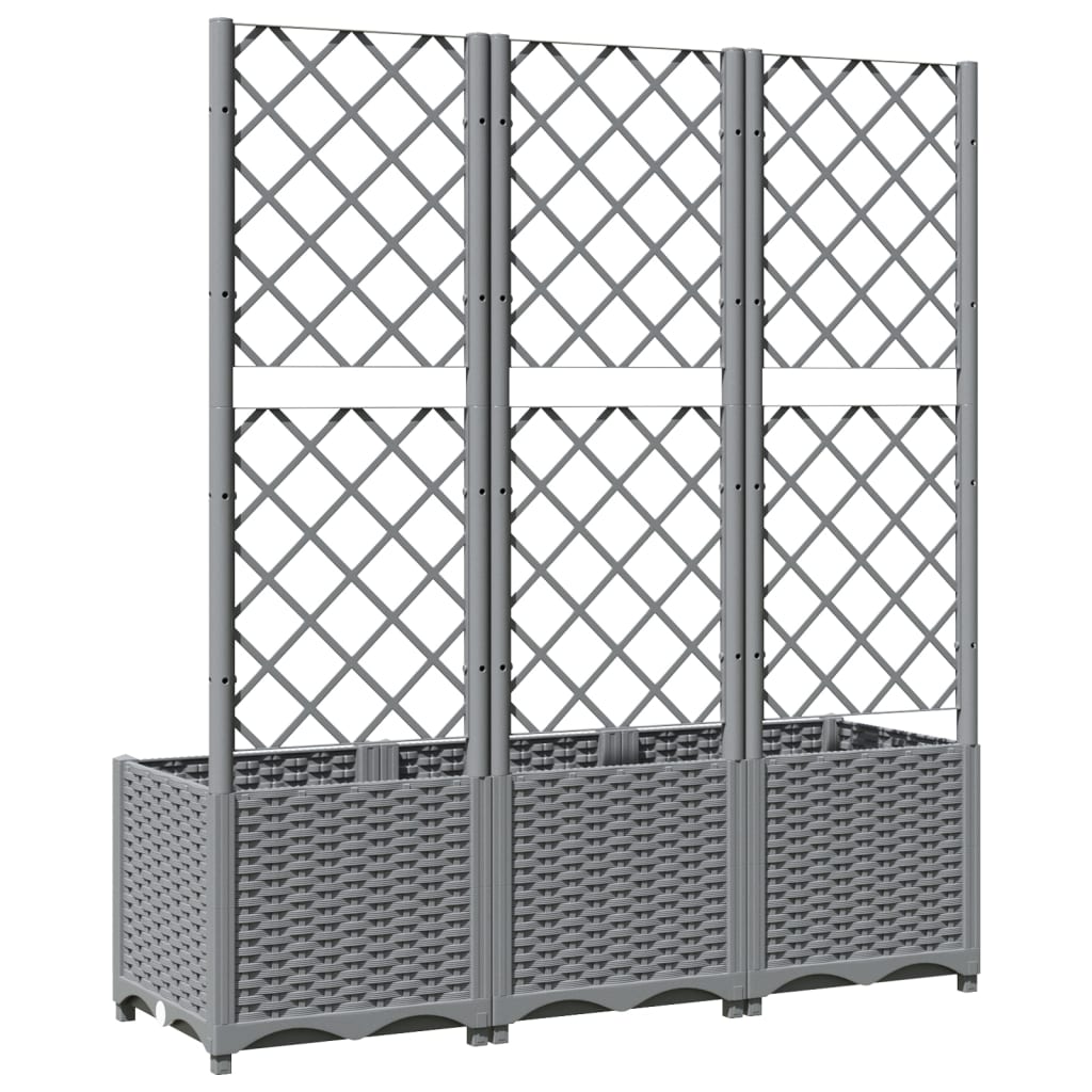 Maison Exclusive - Vaso/floreira jardim c/ treliça 120x40x136 cm PP cinza-claro - 6