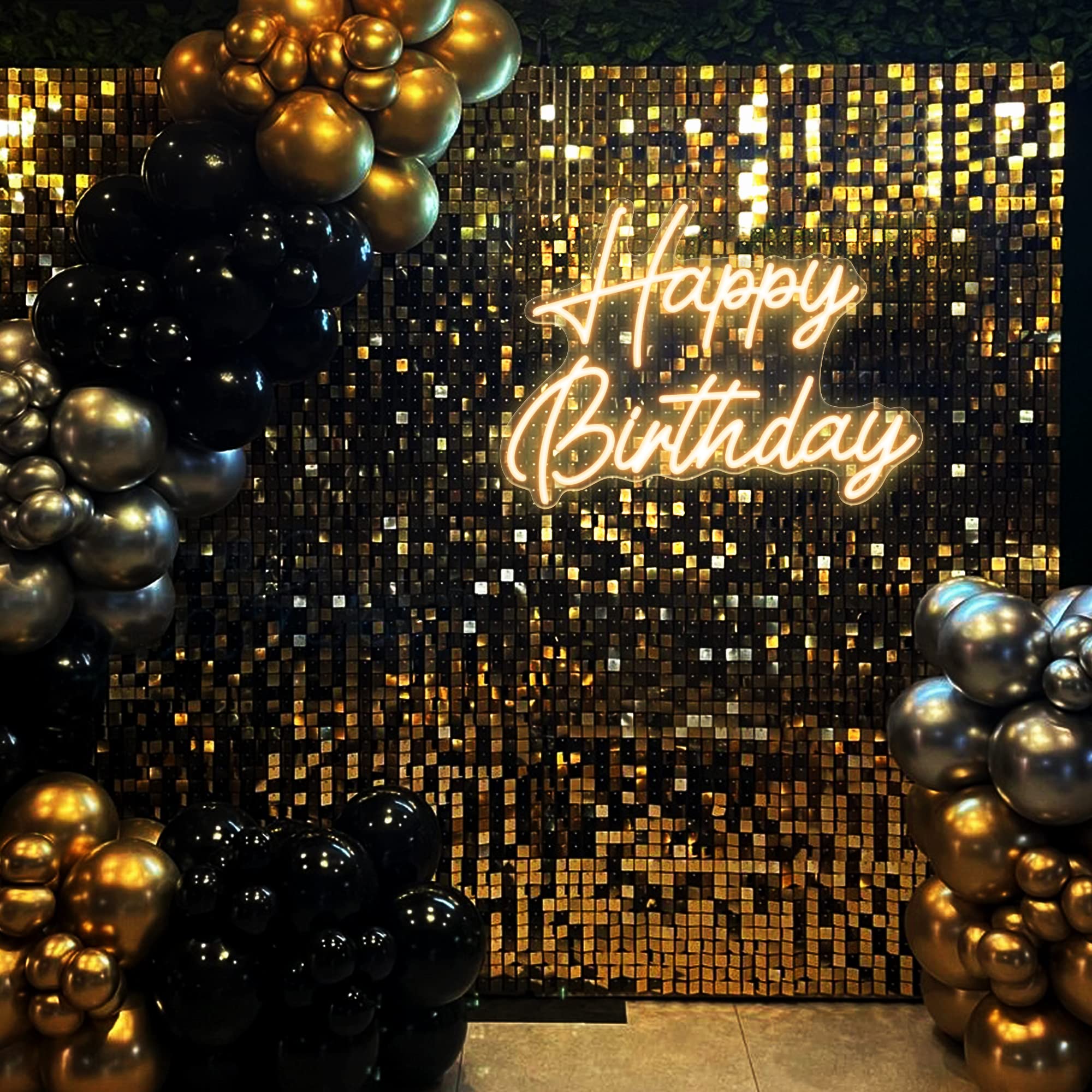 Panneau lumineux « Joyeux anniversaire » 42 x 31 cm, pour toile de fond avec variateur d'intensité, décoration de fête (blanc chaud) - 5