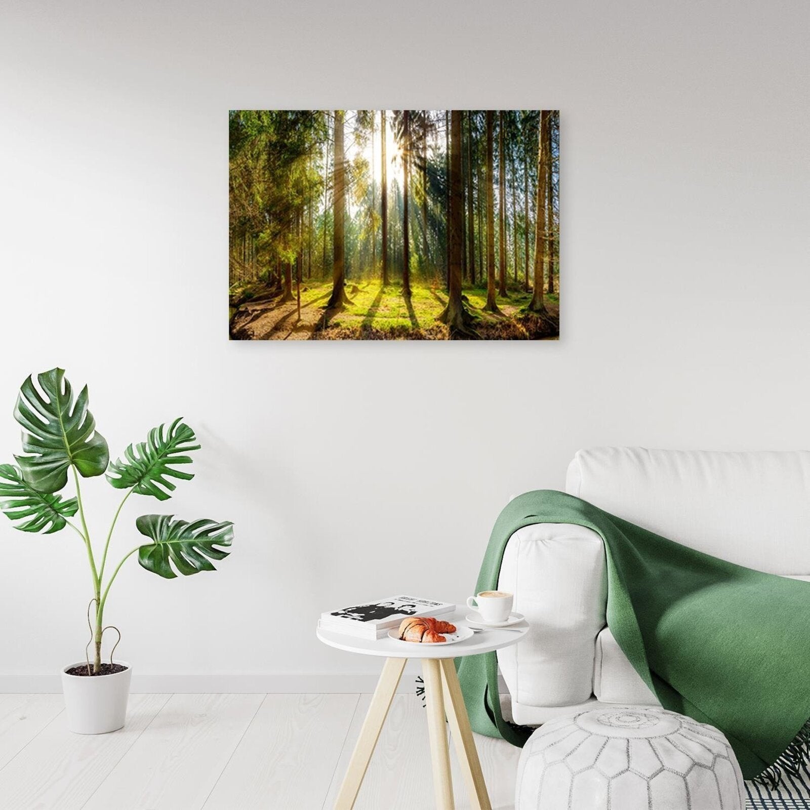 Tableau bois rayons du soleil dans la forêt - 120 x 80 cm - 3