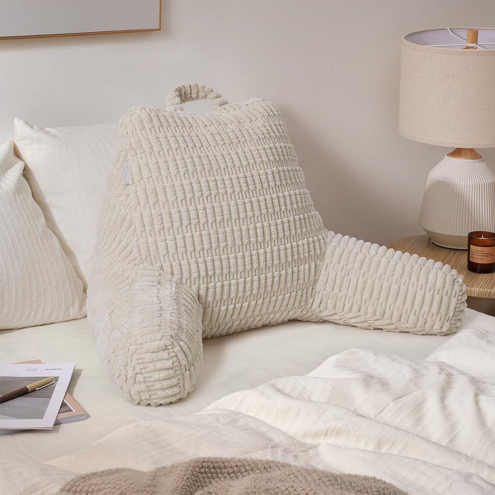 Coussin de lecture mi-doux avec appui-tête incliné | Housse antidérapante, idéal pour le coucher et le soutien de la nuque, coussin de lit pour canapé - 2