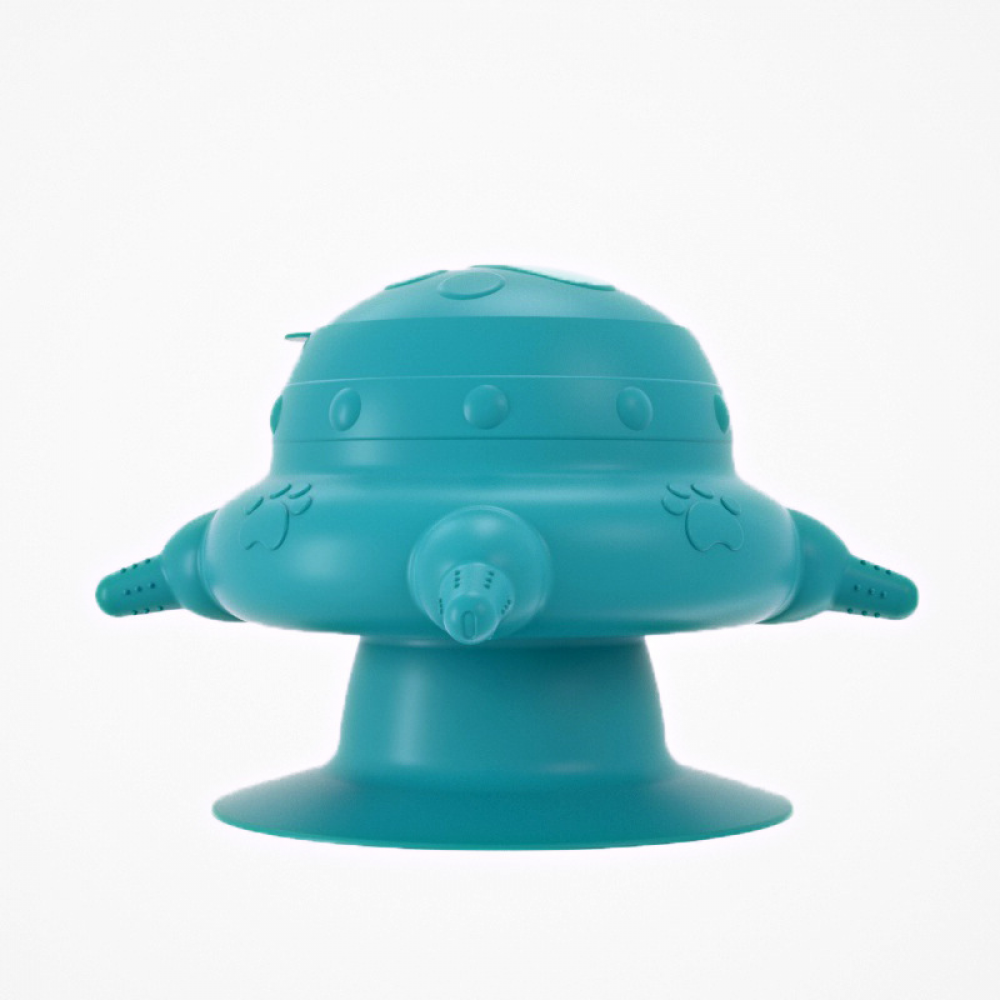 Karmnik dla szczeniąt, silikonowa miska na mleko dla zwierząt z 4 smoczkami i przyssawką, 1 sztuka, niebieski