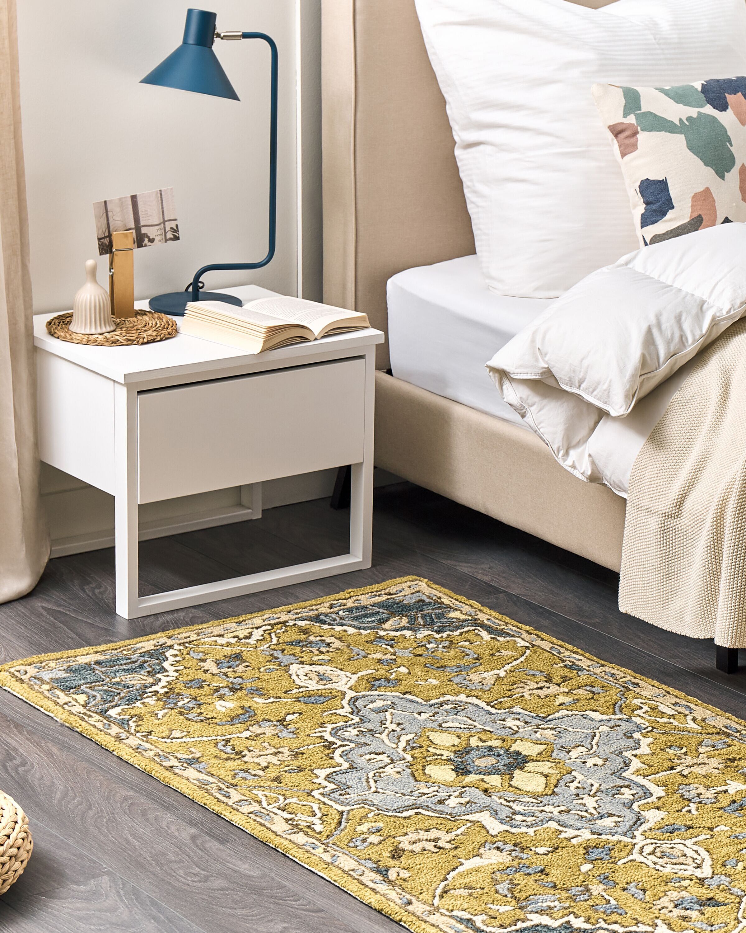 Tappeto lana giallo e blu 80 x 150 cm MUCUR - 2