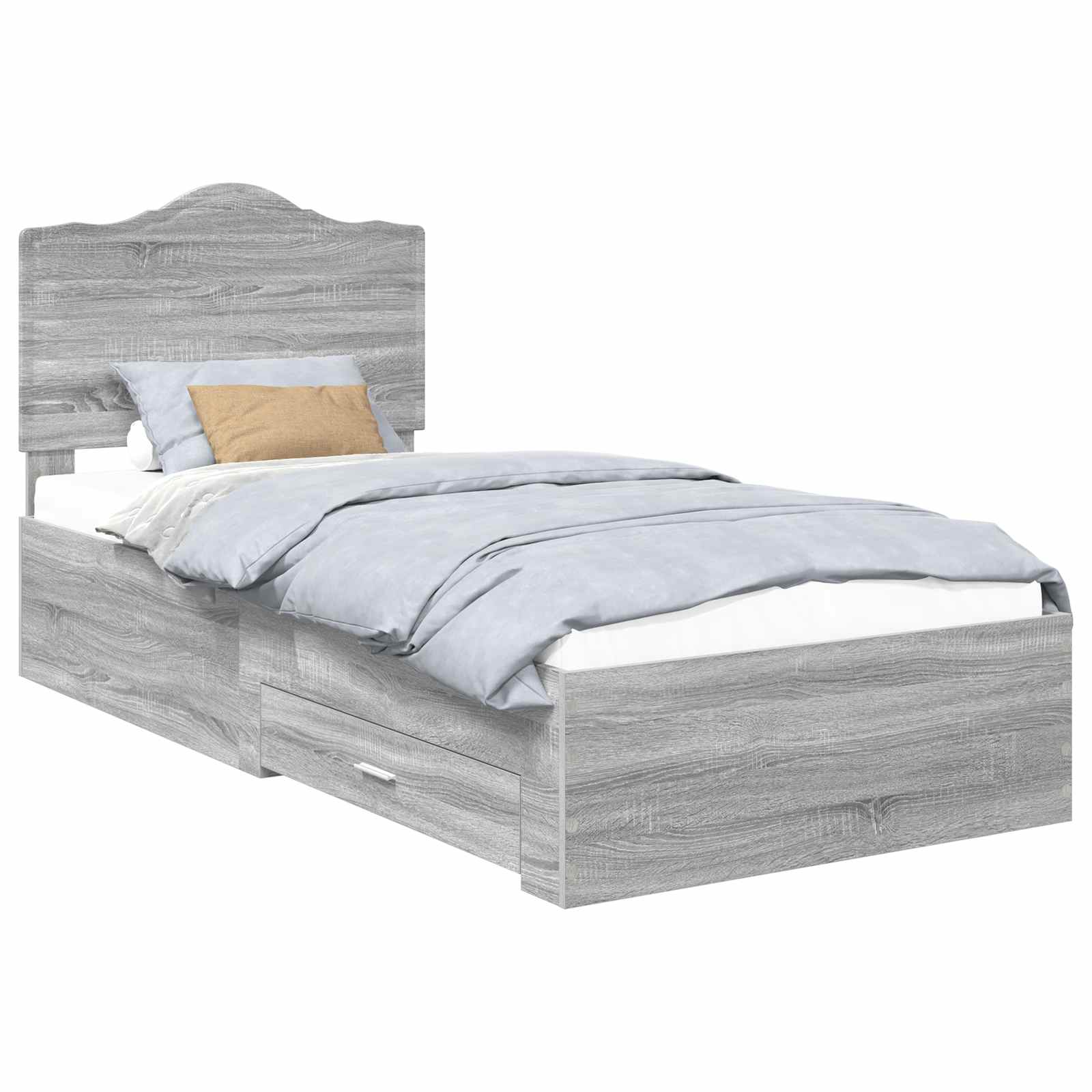 Cadre de lit gris 90 x 190 cm panneau de bois - 2