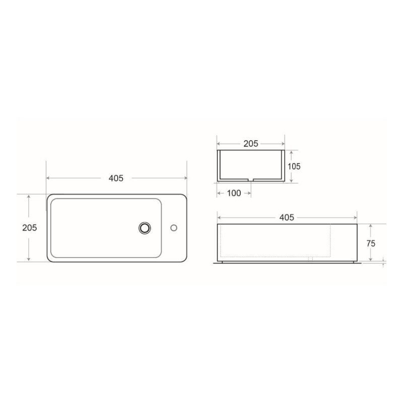 Swiss Aqua Technologies Brevis Lave-mains suspendu avec trou pour robinetterie à droite, 40,5x20,5x10,5cm, noir (SATBRE4020SRBKM) - 4