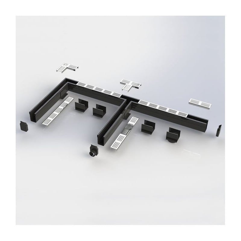 Caniveau XXS MINI L 6,5 cm Grille aluminium - StarDrain - LINE ECO - Caniveau de 100 cm - 5