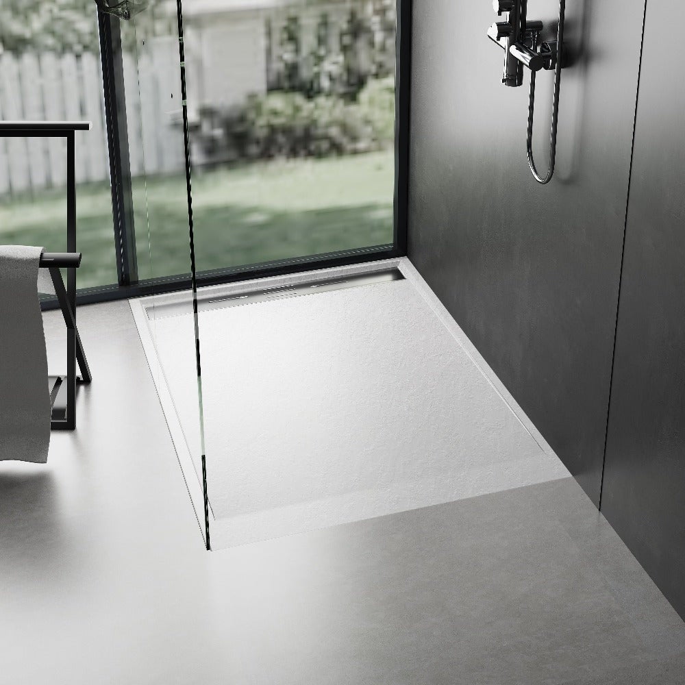 Receveur de douche 90 x 160 cm extra plat blanc LUCIA en SoliCast® surface ardoisée - 5