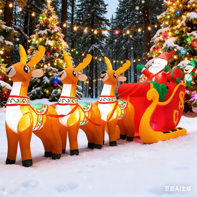 Gonfiabile Di Natale Babbo Natale Sulla Slitta Con Renne - 1,8 Metri Con Ventilatore Incluso, Decorazione Da Giardino Illuminata Per Esterno E Interno - 4