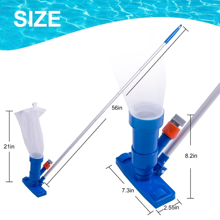 Aspirateur à jet pour piscine et spa avec brosse et manche de 140 cm, aspirateur portatif pour piscine hors sol/gonflable, étang, spa, lac et fontaine - 6