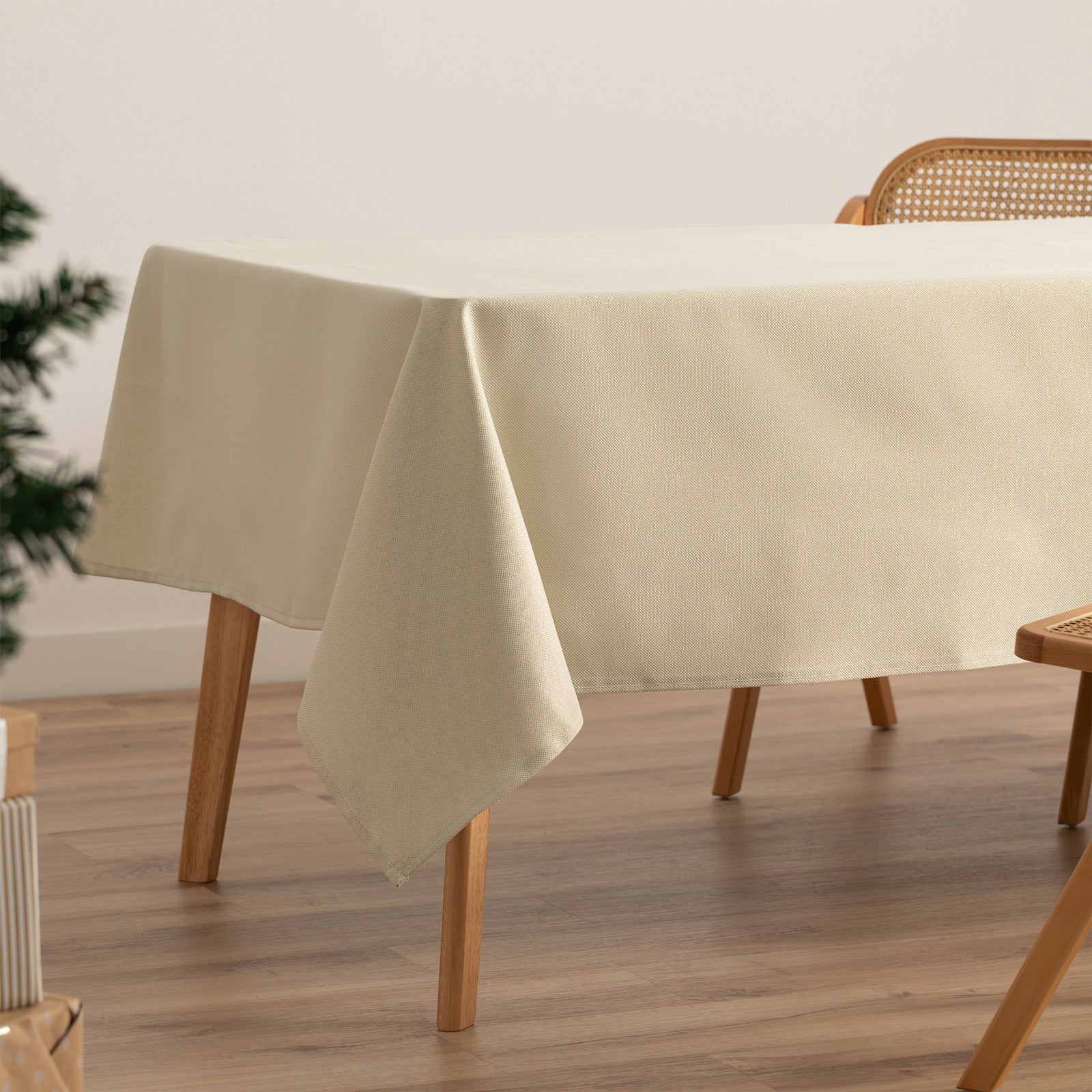 Tovaglia di Natale rettangolare in cotone jacquard verde oliva e oro 140x350 cm - Lights - 2
