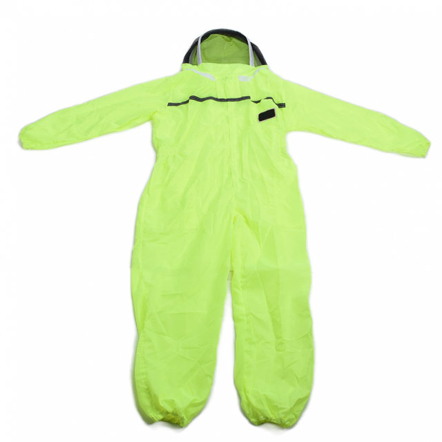 Fato de apicultura verde fluorescente, peça única com zíper, design respirável, roupa de apicultor para altura universal de 65 a 71