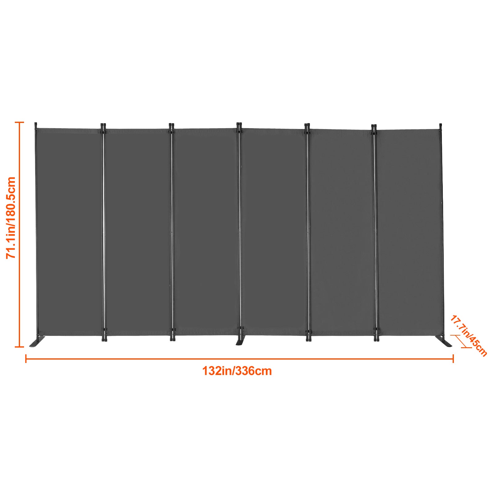 Paravent Pliable 6 Panneaux SucceBuy, Tissu Gris, Cloison de Confidentialité Portable pour Bureau et Chambre - 2