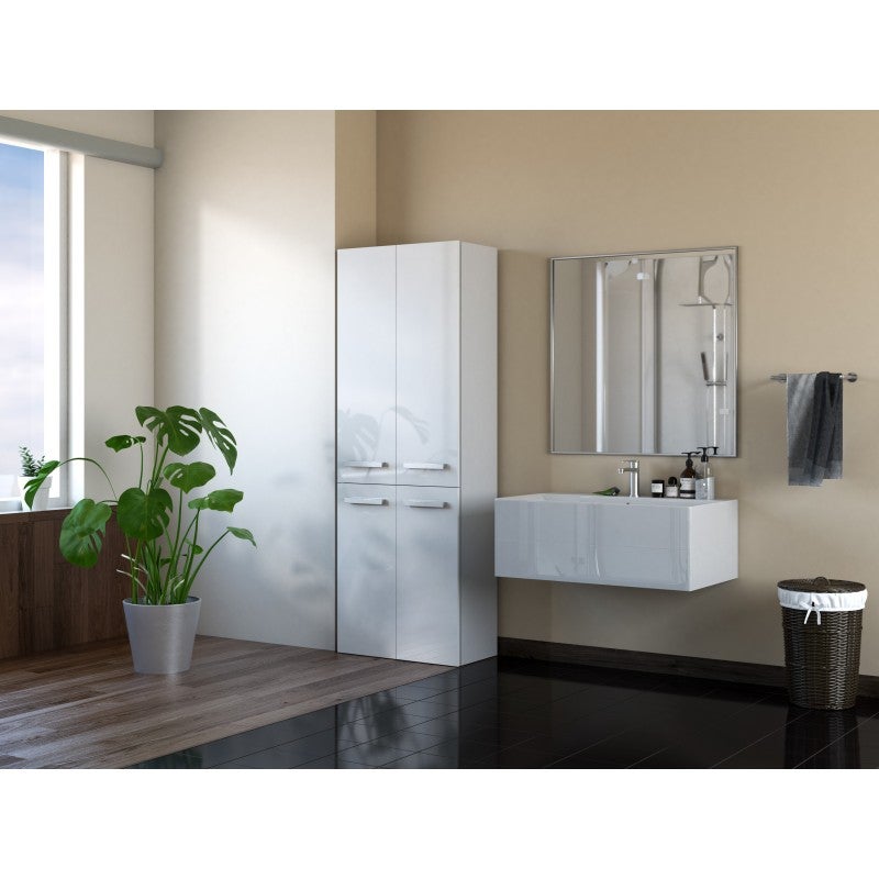 RORY | Mobile da bagno con cestone | Maniglie minimaliste | Dimensioni: 174x60x30 | colonna di archiviazione - 2