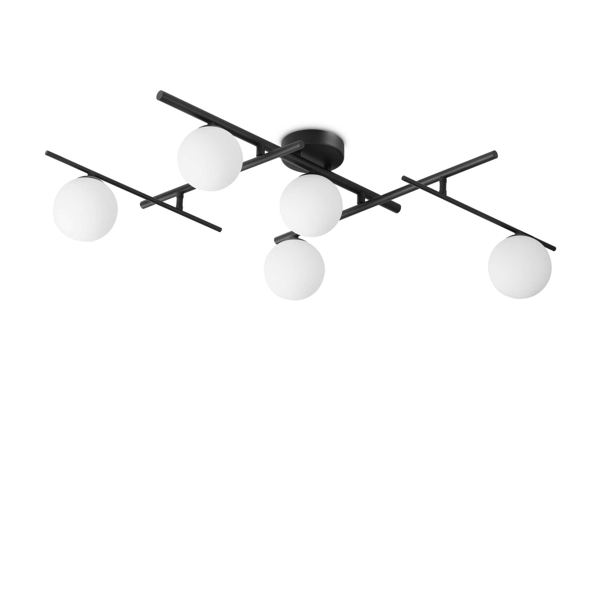 Ideal Lux  Atlas Lámpara De Techo Con 5 Luces En Forma De Globo, Color Negro , Leroy Merlin