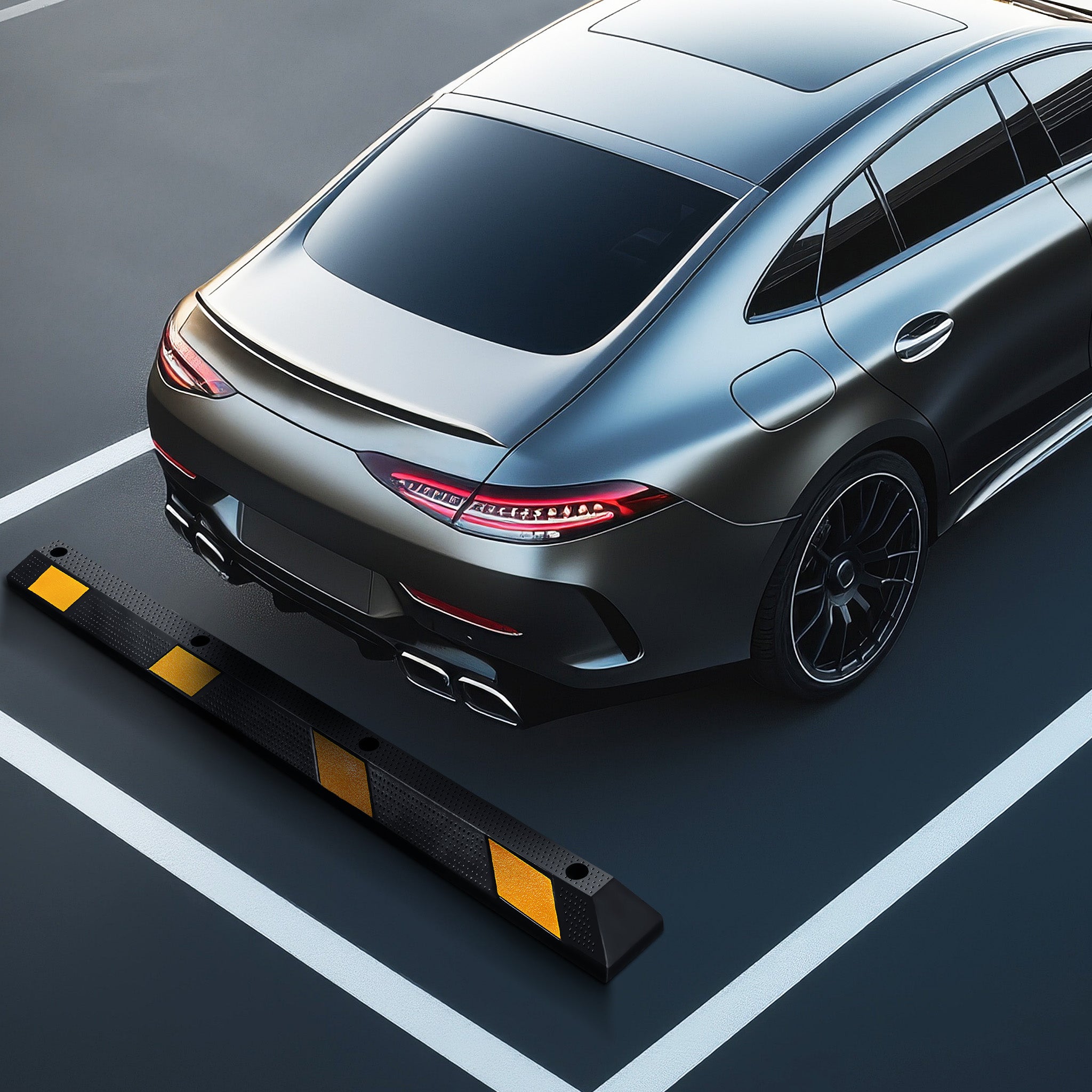 Fermaporta Per Garage In Gomma | 2 Pezzi Con Strisce Riflettenti | Parcheggio Preciso E Sicuro - Foto 6