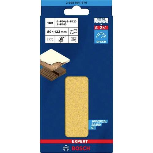 Set de hojas de lija EXPERT C470 de 80 x 133 mm, G 60/120/180, 10 unidades - 2