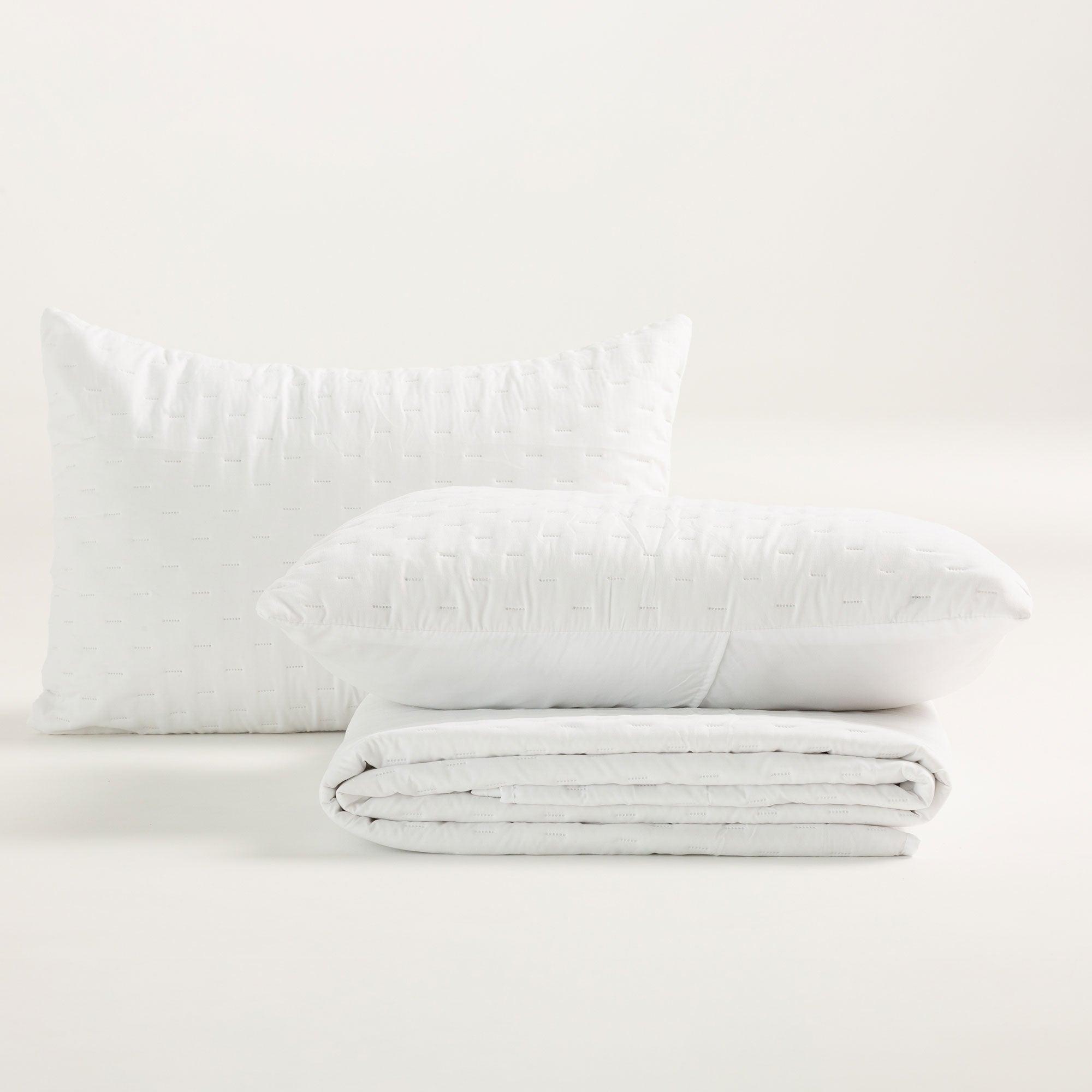 Colcha acolchada lisa cama 150/160 incluye fundas de almohada 250x270 + 2(50x70) cm blanco - 6