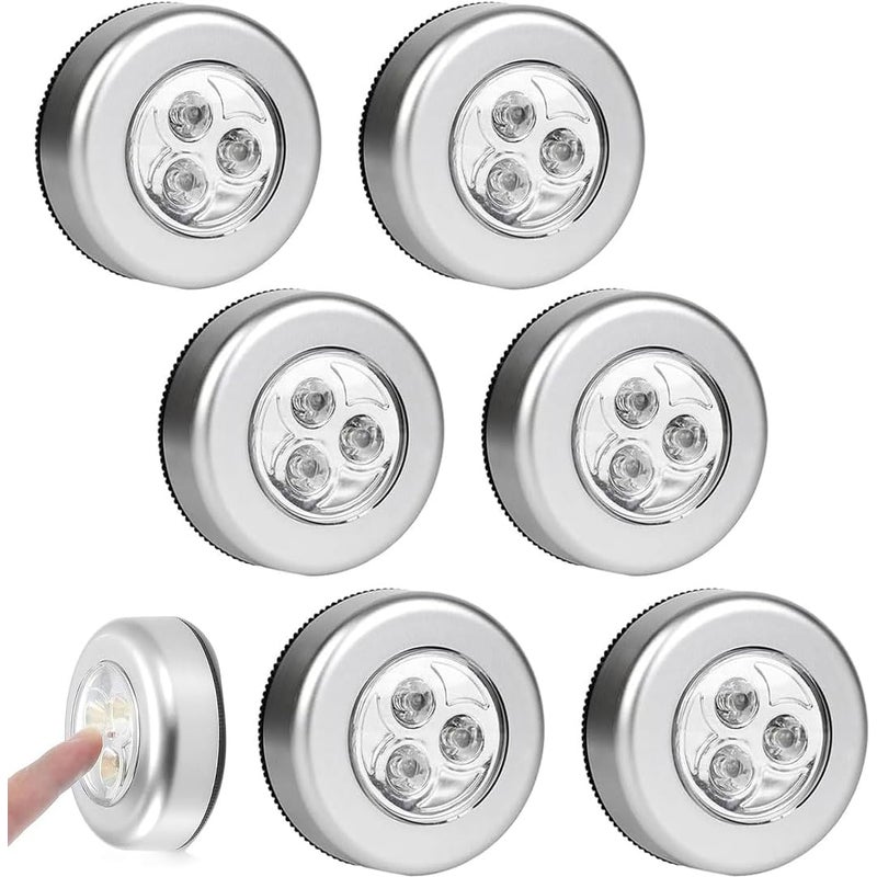 Zestaw 6 lampek nocnych LED, bezprzewodowa lampka LED, mała lampka LED, zasilana bateryjnie, samoprzylepna lampka nocna do szafy lub kuchni, białe świ