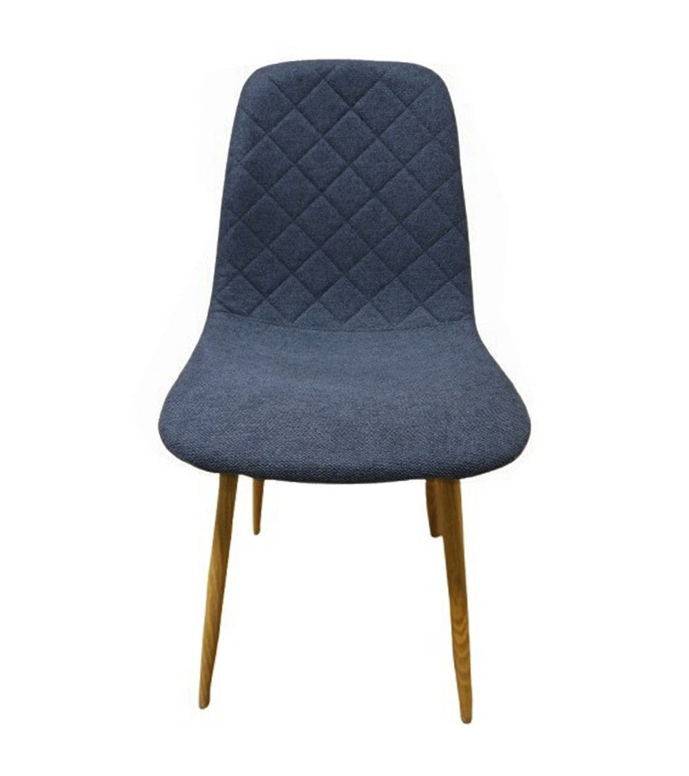Pack de 4 sillas SUIZ sillas de comedor tapizadas en azul oscuro y patas roble - 5