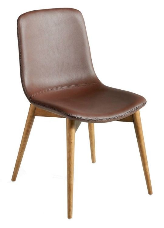 Silla pandora de piel sintética y madera maciza de fresno - juego de 2-color aqua 82 topo
