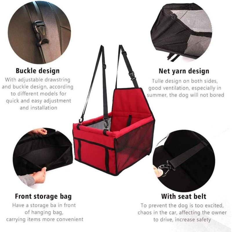 Siège Auto Pour Chien Pliable Étanche - Réhausseur De Voiture Respirant Avec Sécurité Pour Petits Chiens & Chats (Gris Clair)